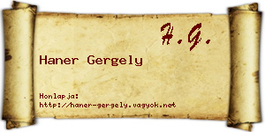 Haner Gergely névjegykártya